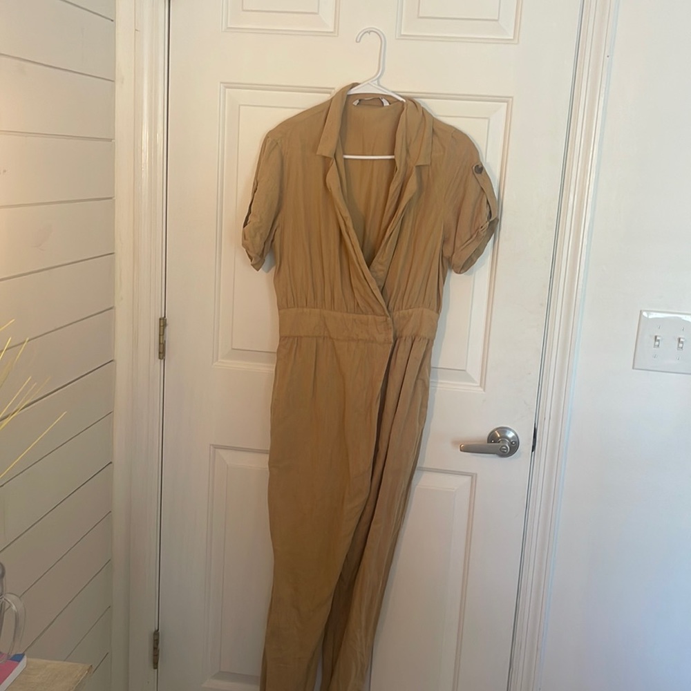 zara tan jumpsuit from Paris